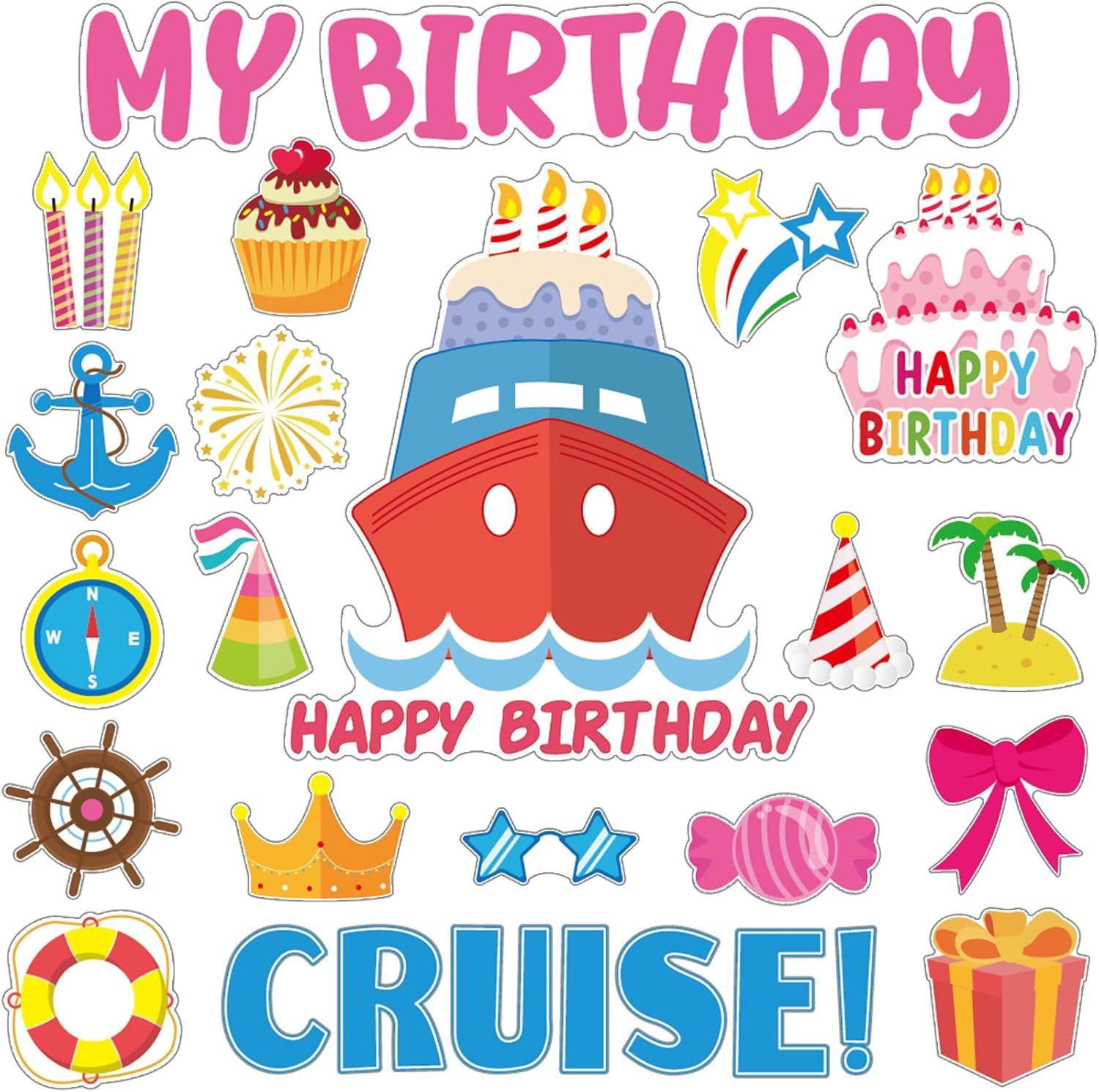 Birthday cruise door magnets set