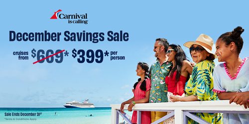 Carnival December 2025 savings event