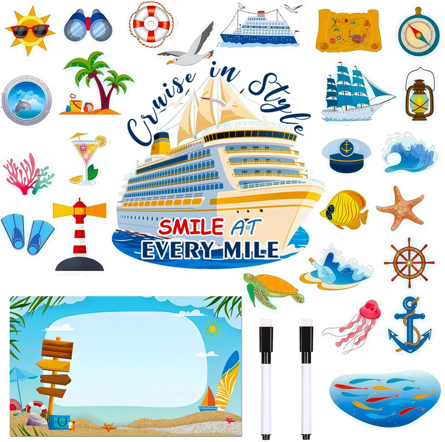 Cruise door decorations magnetic set with life ring theme