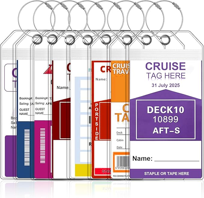 8 pack cruise luggage tag holders for multiple lines