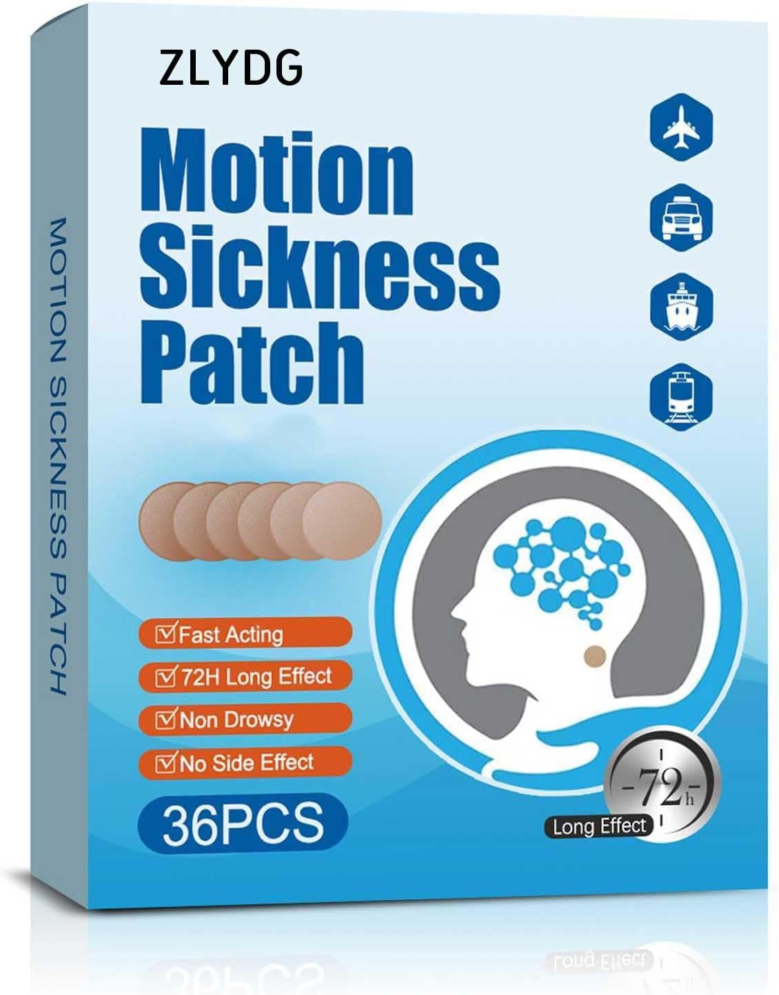Motion sickness patch for cruise travel