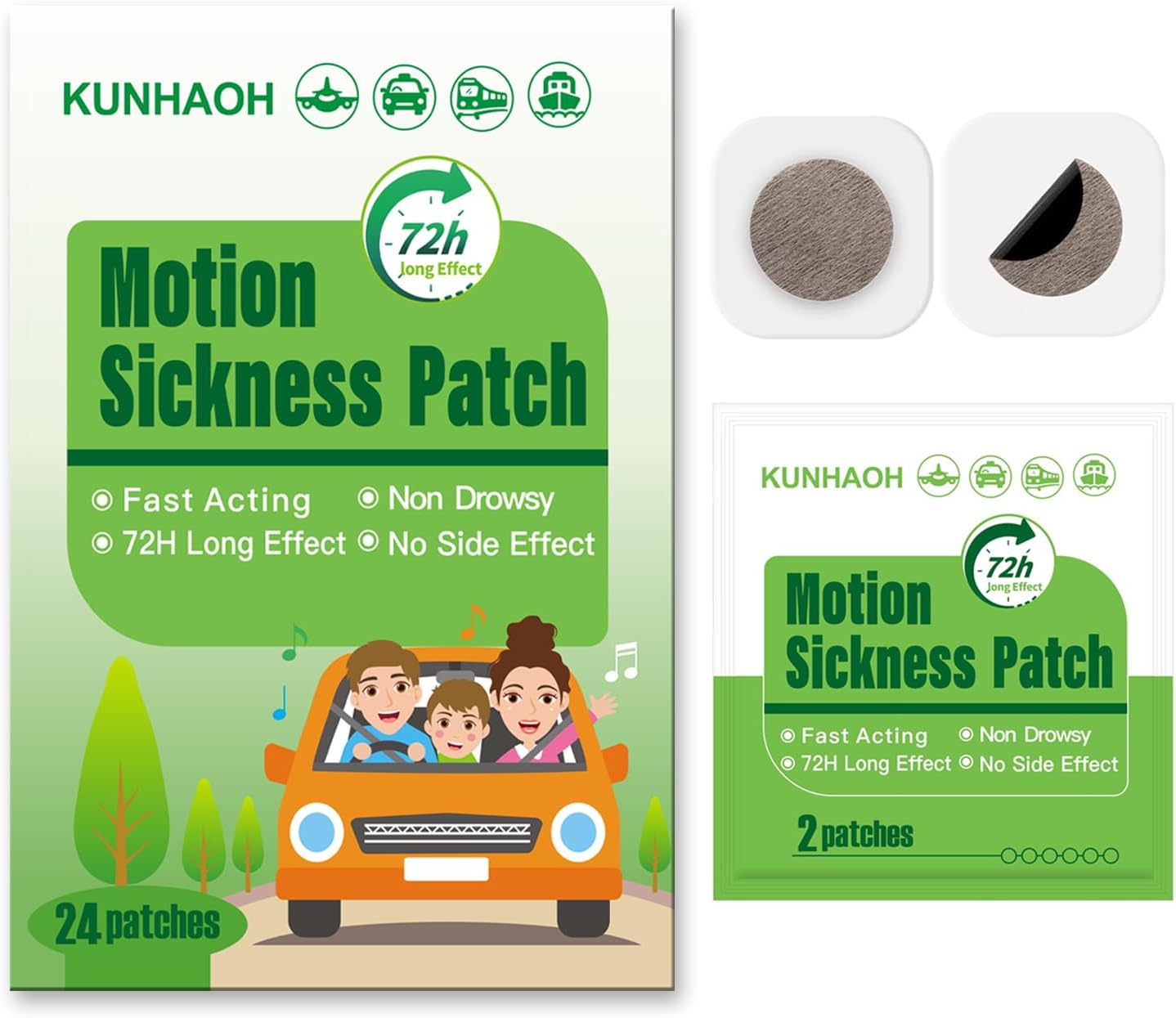Non-drowsy motion sickness patches