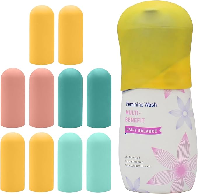 Silicone bottle covers to prevent leaks in toiletry bags