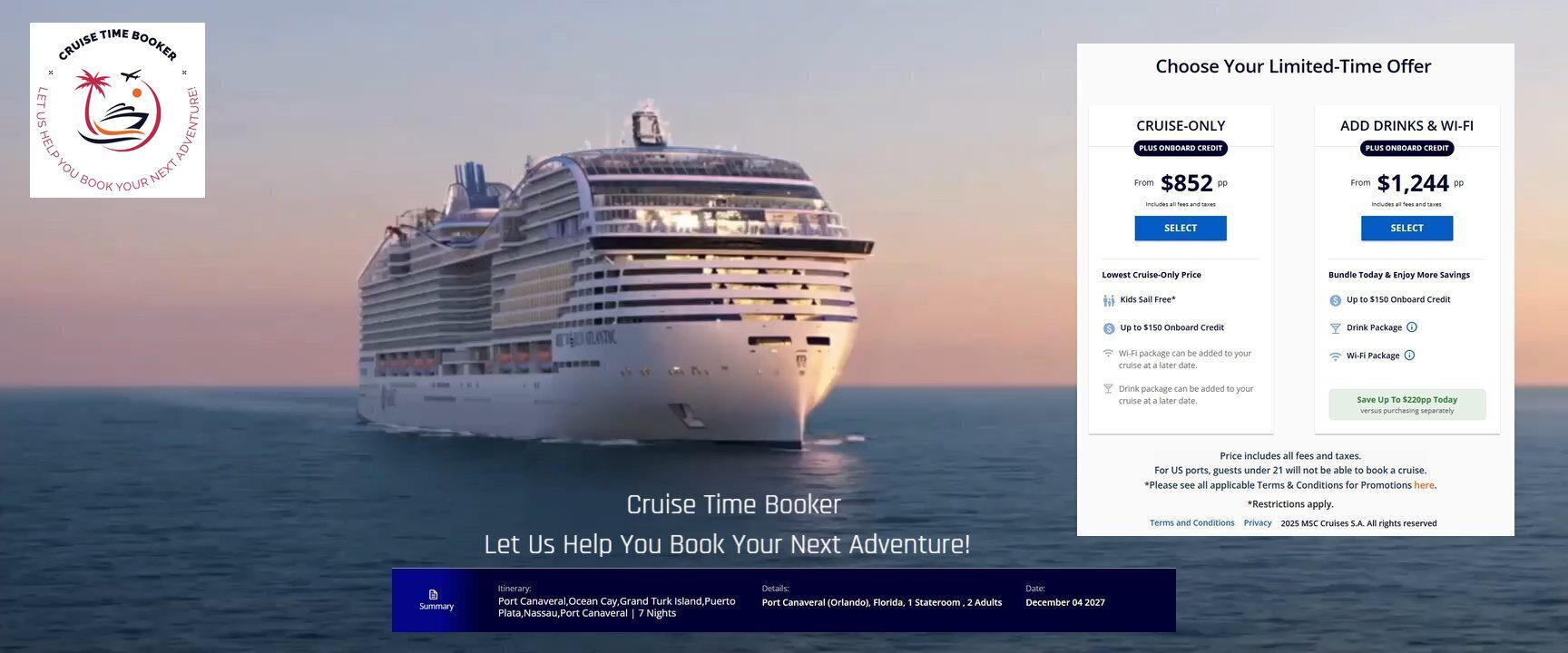 MSC World Atlantic Caribbean cruise departing December 4, 2027