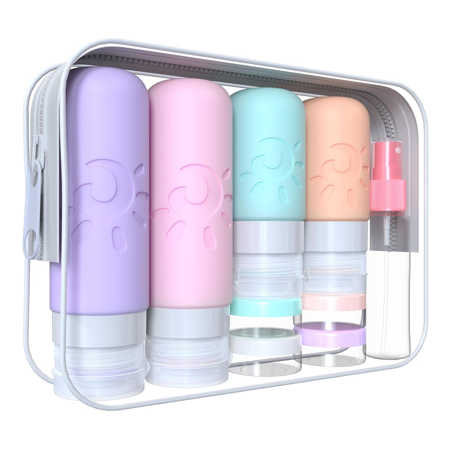 18 pack of assorted travel bottles for toiletries